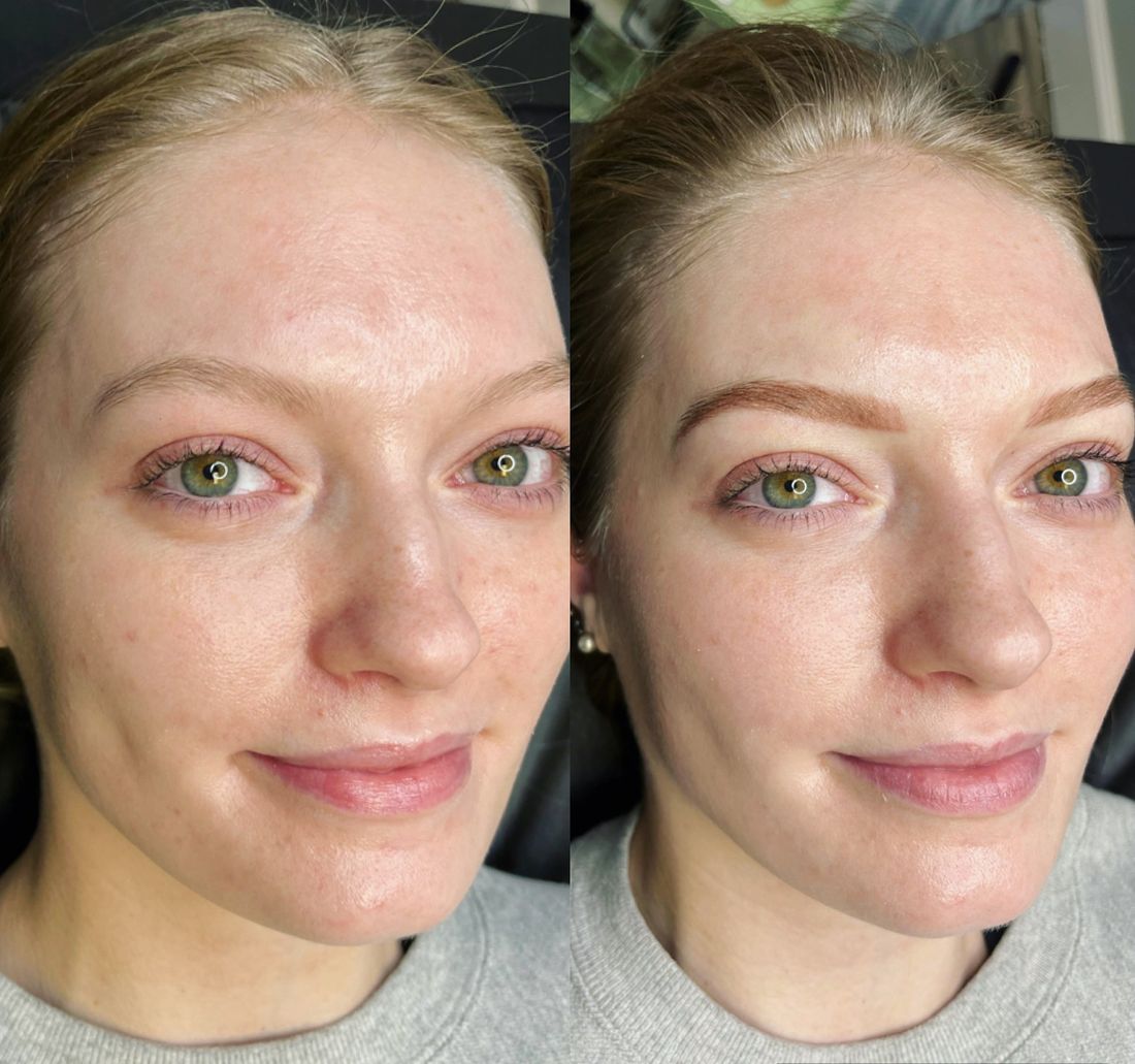 Powder brows before and after